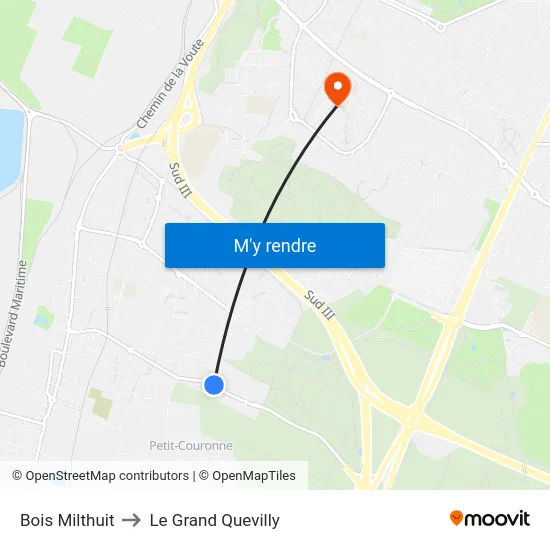Bois Milthuit to Le Grand Quevilly map