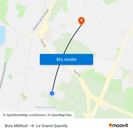 Bois Milthuit to Le Grand Quevilly map