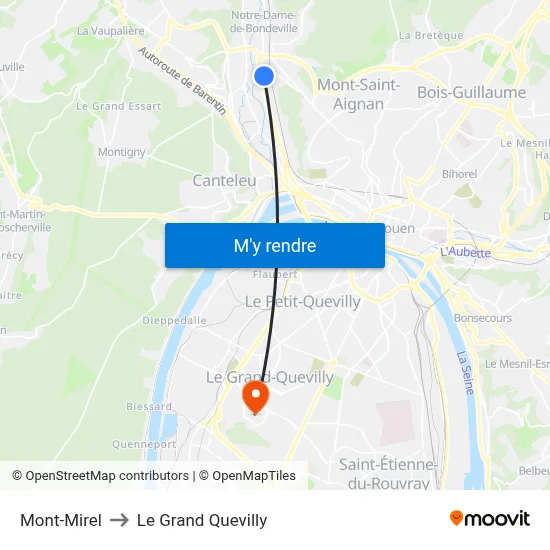 Mont-Mirel to Le Grand Quevilly map