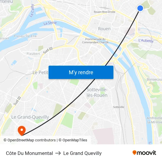 Côte Du Monumental to Le Grand Quevilly map
