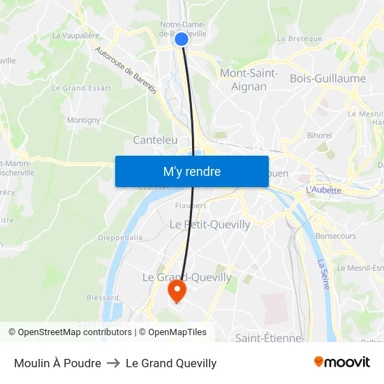 Moulin À Poudre to Le Grand Quevilly map