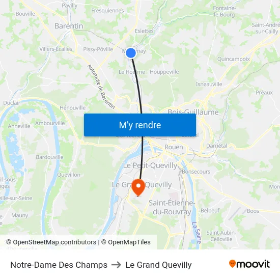 Notre-Dame Des Champs to Le Grand Quevilly map