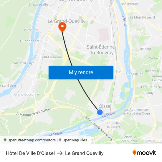 Hôtel De Ville D'Oissel to Le Grand Quevilly map