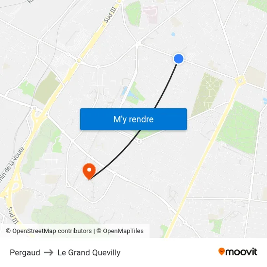 Pergaud to Le Grand Quevilly map