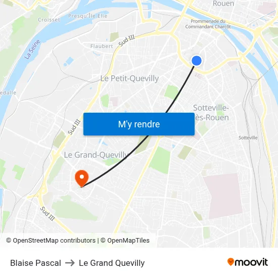 Blaise Pascal to Le Grand Quevilly map