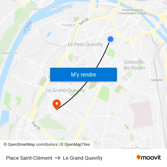 Place Saint-Clément to Le Grand Quevilly map