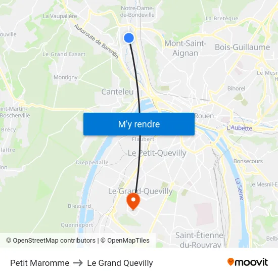 Petit Maromme to Le Grand Quevilly map