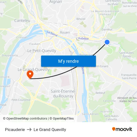 Picauderie to Le Grand Quevilly map