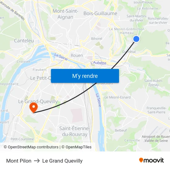 Mont Pilon to Le Grand Quevilly map