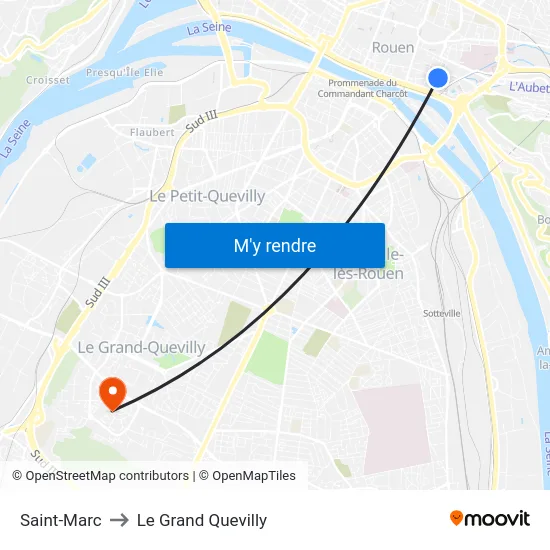 Saint-Marc to Le Grand Quevilly map