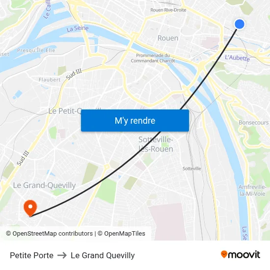 Petite Porte to Le Grand Quevilly map