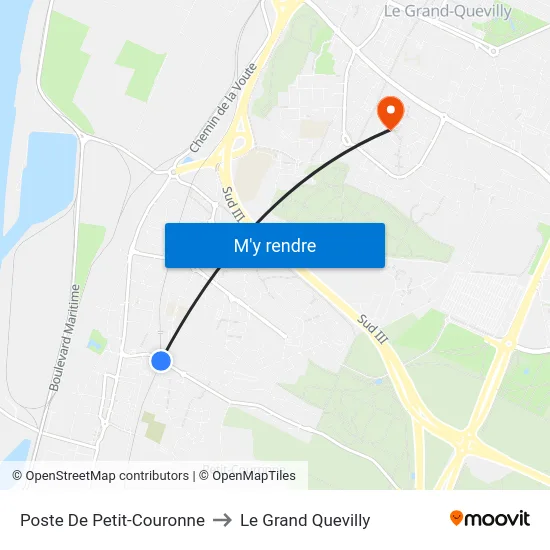 Poste De Petit-Couronne to Le Grand Quevilly map