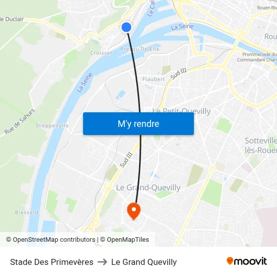 Stade Des Primevères to Le Grand Quevilly map