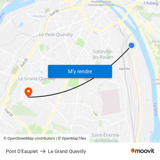 Pont D'Eauplet to Le Grand Quevilly map