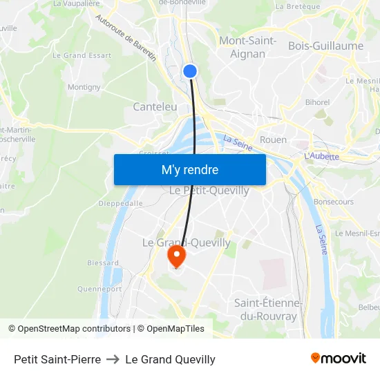 Petit Saint-Pierre to Le Grand Quevilly map