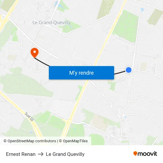 Ernest Renan to Le Grand Quevilly map