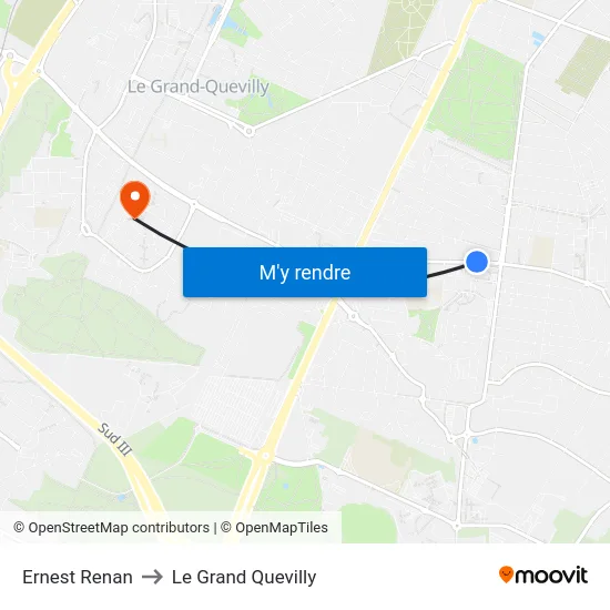 Ernest Renan to Le Grand Quevilly map