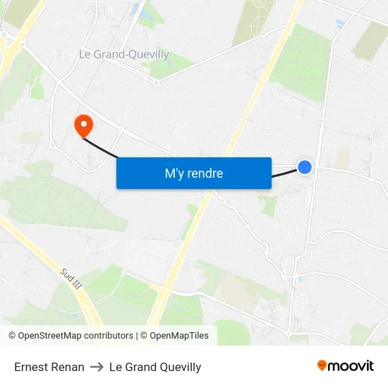 Ernest Renan to Le Grand Quevilly map