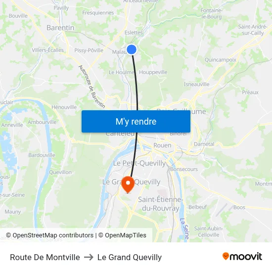 Route De Montville to Le Grand Quevilly map