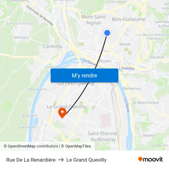 Rue De La Renardière to Le Grand Quevilly map
