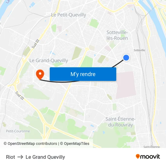Riot to Le Grand Quevilly map