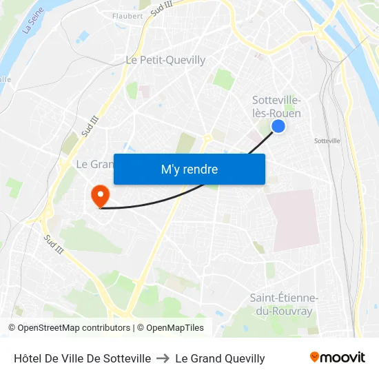 Hôtel De Ville De Sotteville to Le Grand Quevilly map