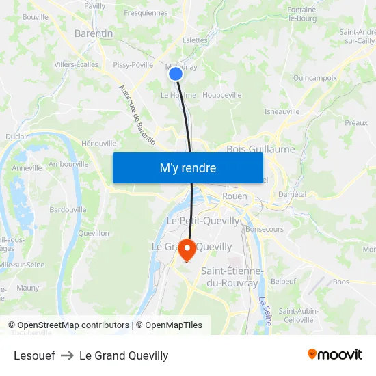 Lesouef to Le Grand Quevilly map