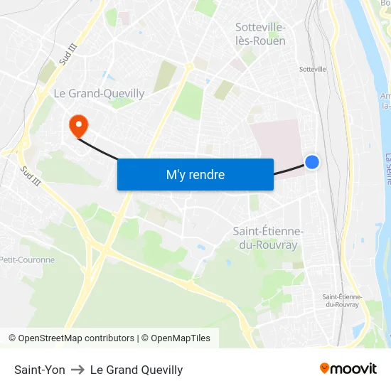 Saint-Yon to Le Grand Quevilly map