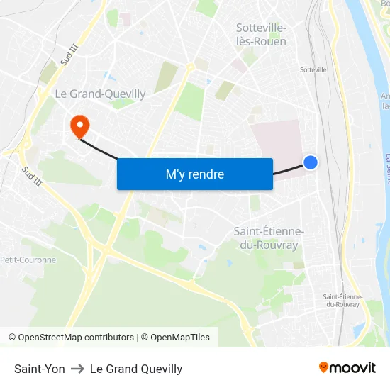 Saint-Yon to Le Grand Quevilly map