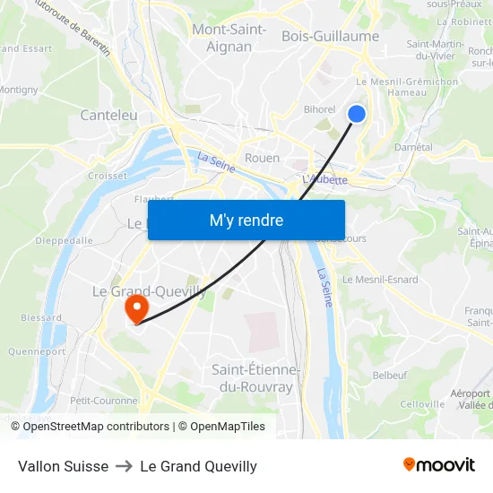 Vallon Suisse to Le Grand Quevilly map