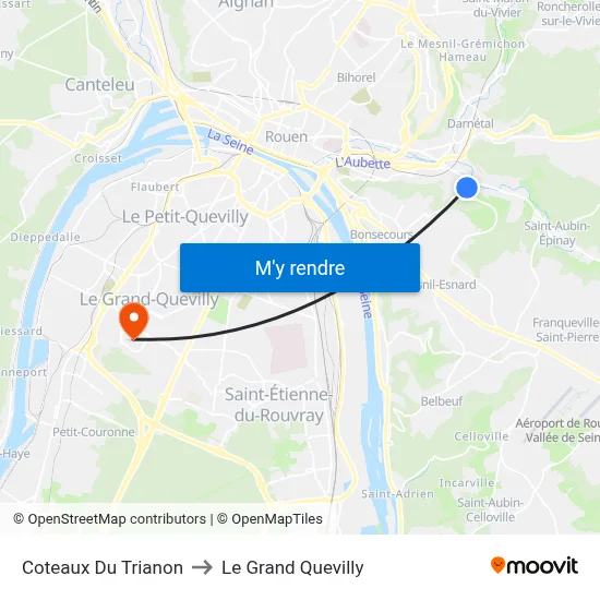 Coteaux Du Trianon to Le Grand Quevilly map