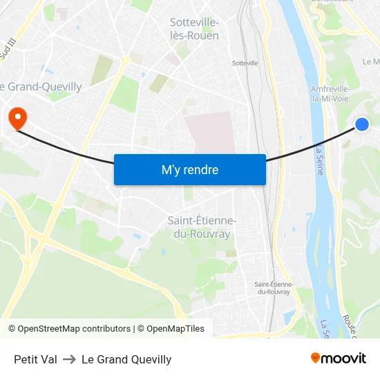 Petit Val to Le Grand Quevilly map