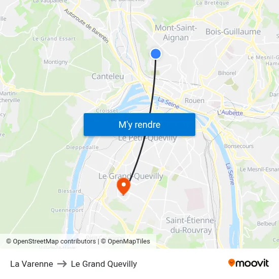 La Varenne to Le Grand Quevilly map