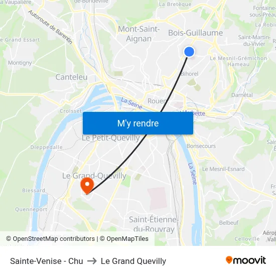 Sainte-Venise - Chu to Le Grand Quevilly map