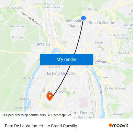 Parc De La Vatine to Le Grand Quevilly map