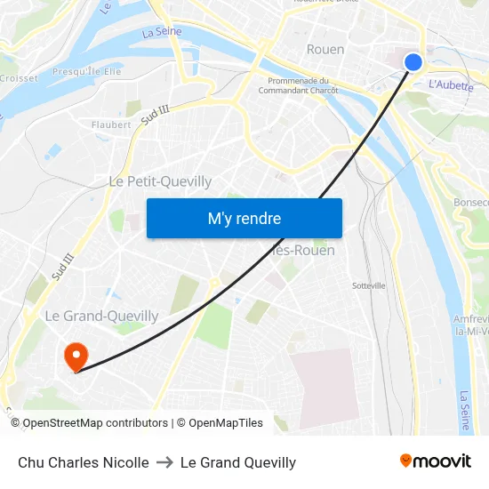 Chu Charles Nicolle to Le Grand Quevilly map