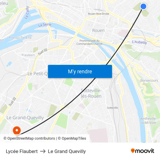 Lycée Flaubert to Le Grand Quevilly map