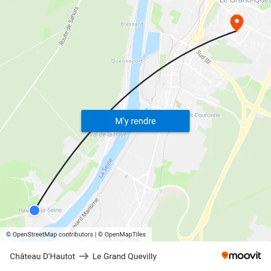 Château D'Hautot to Le Grand Quevilly map