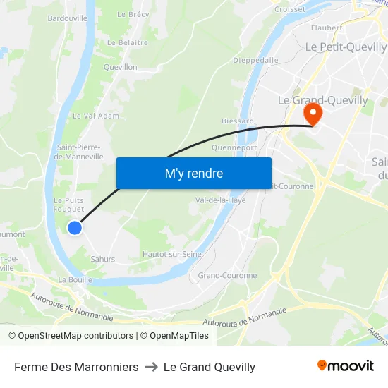Ferme Des Marronniers to Le Grand Quevilly map
