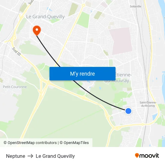 Neptune to Le Grand Quevilly map
