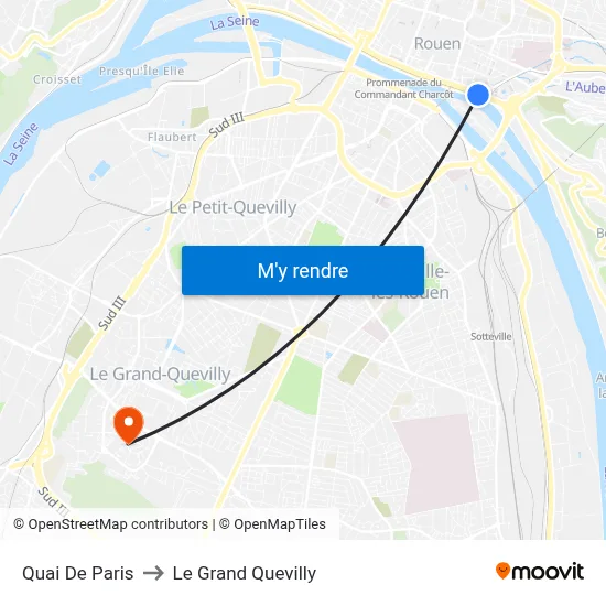 Quai De Paris to Le Grand Quevilly map