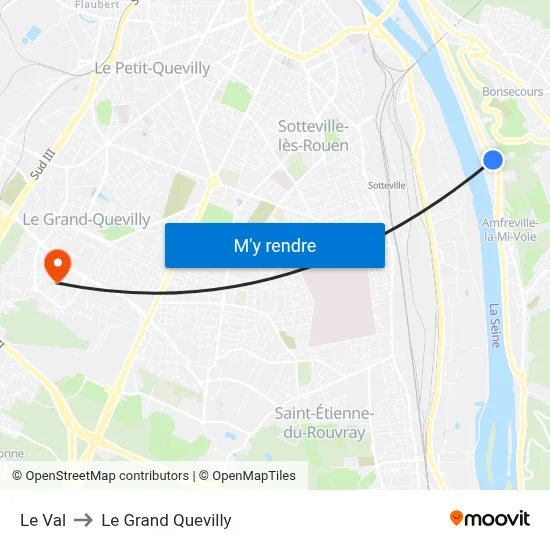 Le Val to Le Grand Quevilly map