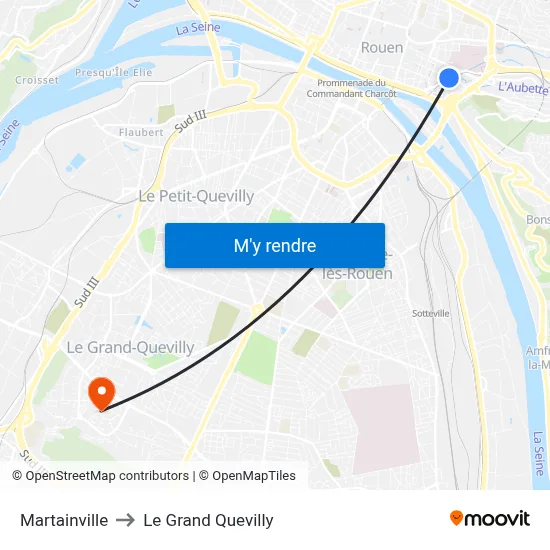 Martainville to Le Grand Quevilly map