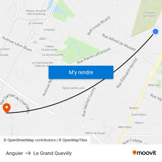 Anguier to Le Grand Quevilly map