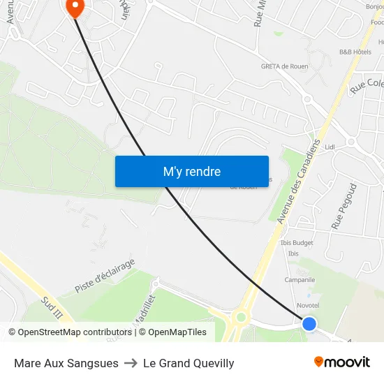 Mare Aux Sangsues to Le Grand Quevilly map