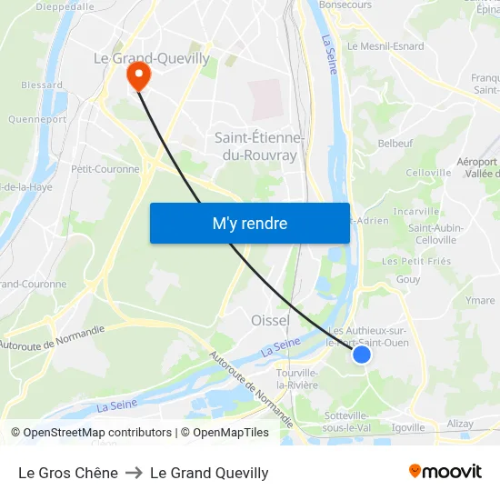 Le Gros Chêne to Le Grand Quevilly map