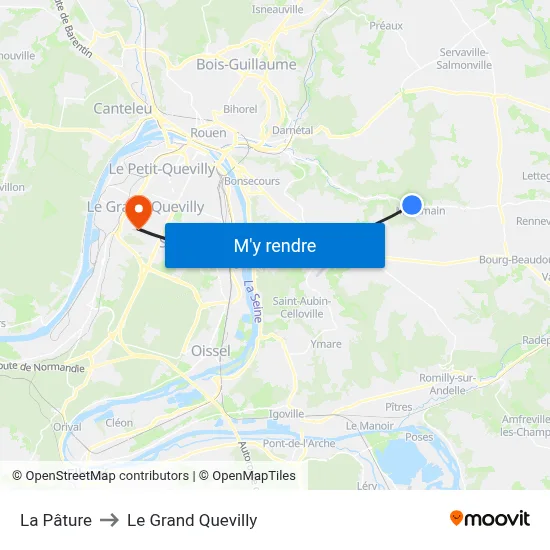 La Pâture to Le Grand Quevilly map