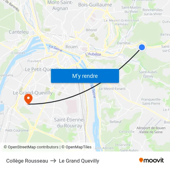 Collège Rousseau to Le Grand Quevilly map