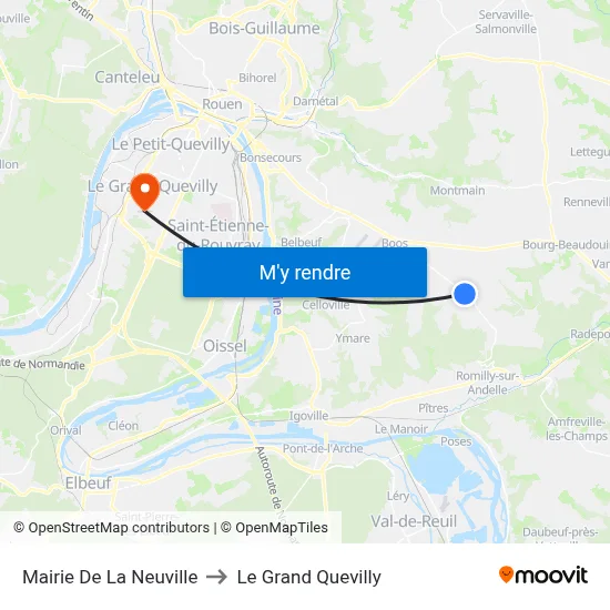 Mairie De La Neuville to Le Grand Quevilly map