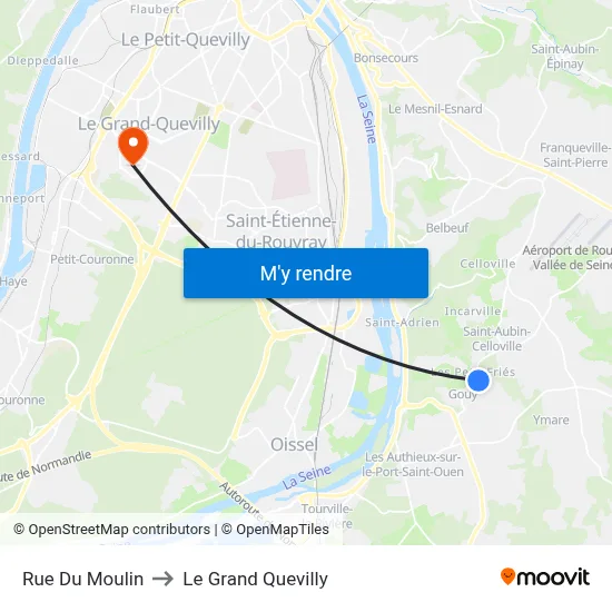 Rue Du Moulin to Le Grand Quevilly map